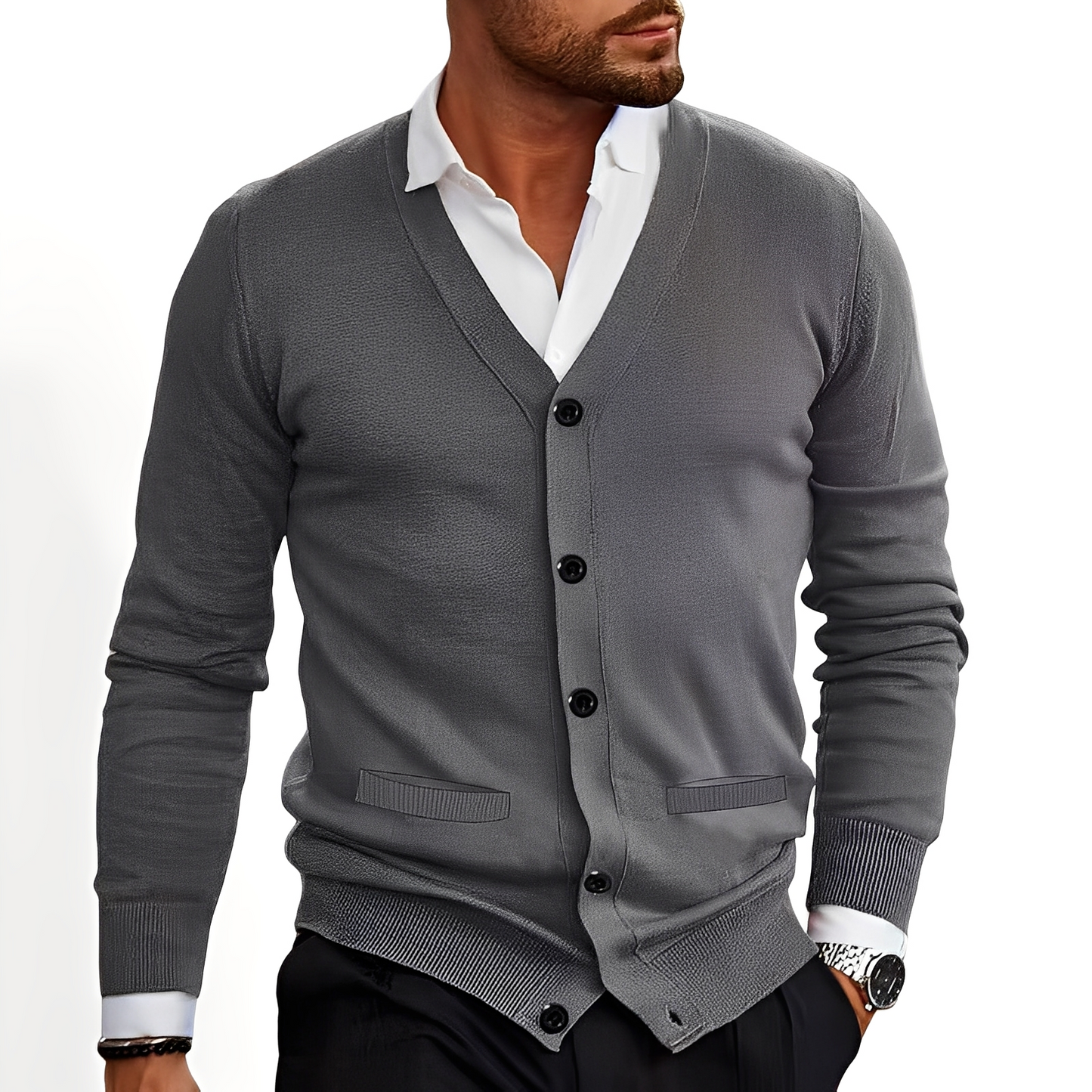 Kyler - Cardigan elegant cu nasturi pentru bărbați