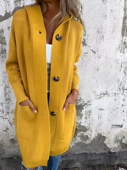 Suzanna - Cardigan lung lejer cu glugă pentru femei