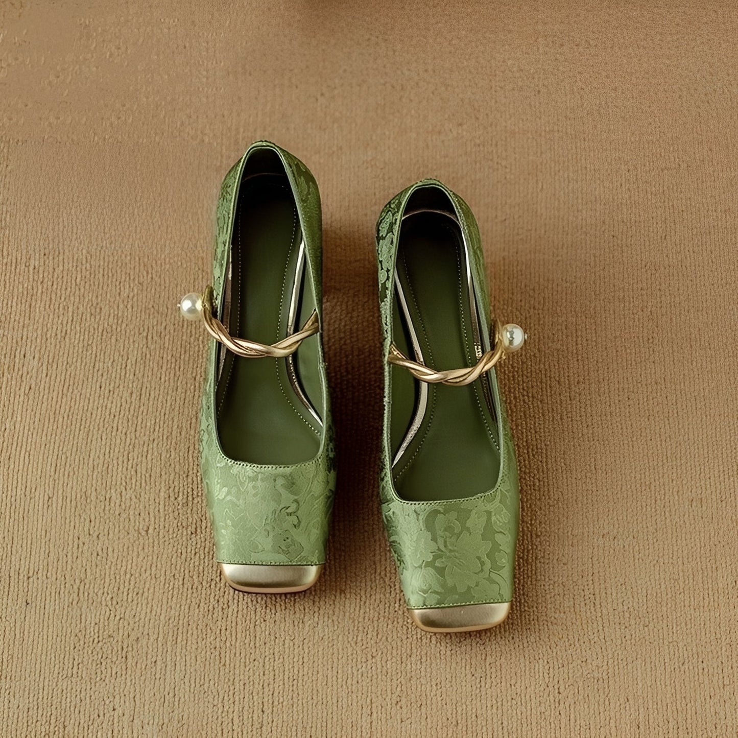 Rhonda - Eleganți pantofi de lux cu toc pătrat cu embosare pentru femei