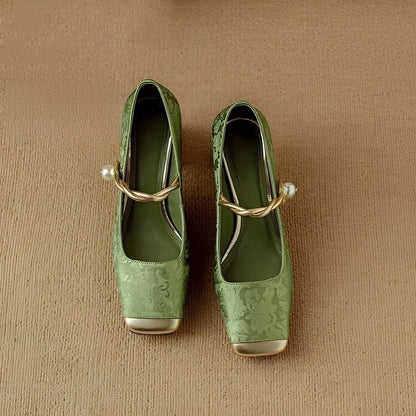 Rhonda - Eleganți pantofi de lux cu toc pătrat cu embosare pentru femei