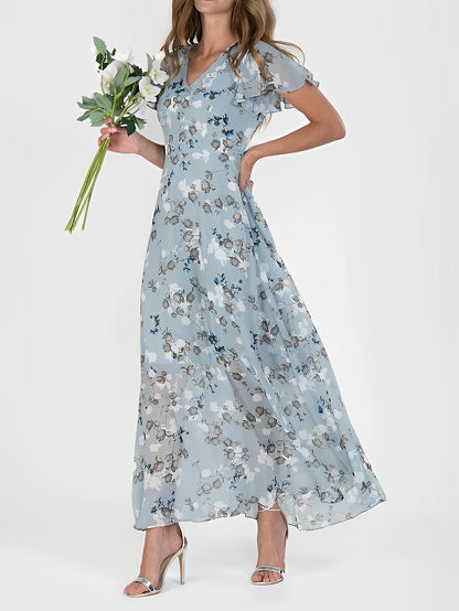 Giselle - Rochie midi elegantă cu imprimeu floral pentru femei