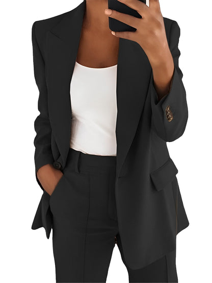 Lorainne - Costum Slim Lejer cu Rever pentru Femei