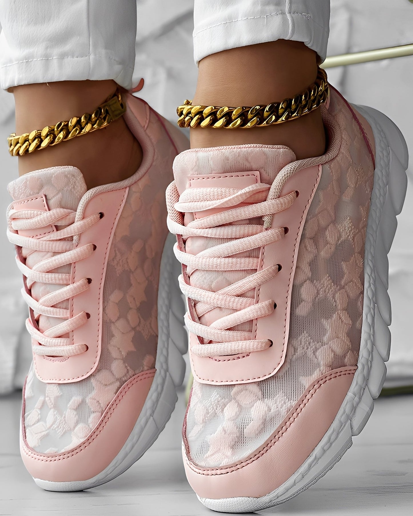 Elisabeth - Sneakers casual, respirabili, cu model floral pentru femei