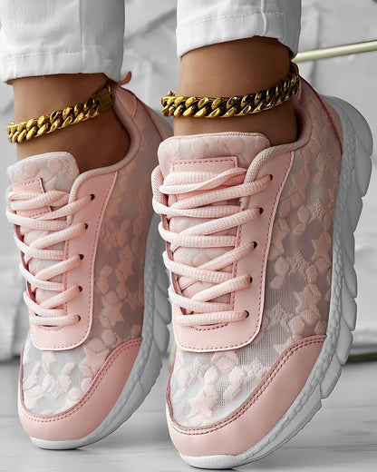 Elisabeth - Sneakers casual, respirabili, cu model floral pentru femei