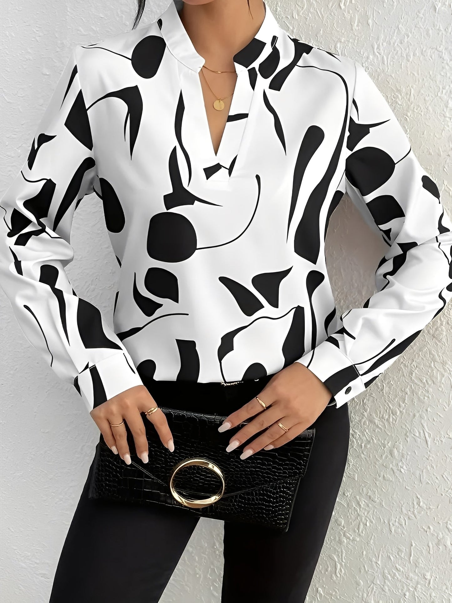 Melville - Bluza elegantă cu mânecă lungă și print pentru femei