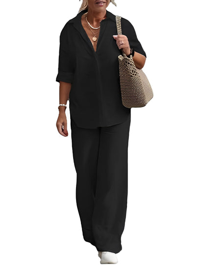Earleen - Costum din in în două piese confortabil pentru femei