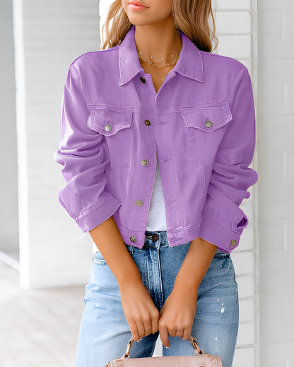 Paulene - Jachetă stilată din blugi cu nasturi și buzunare