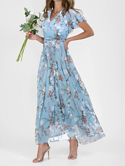 Giselle - Rochie midi elegantă cu imprimeu floral pentru femei