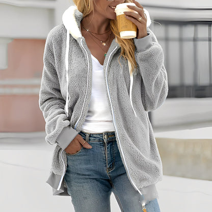 Rheanna - Jachetă caldă din polar cu glugă pentru femei