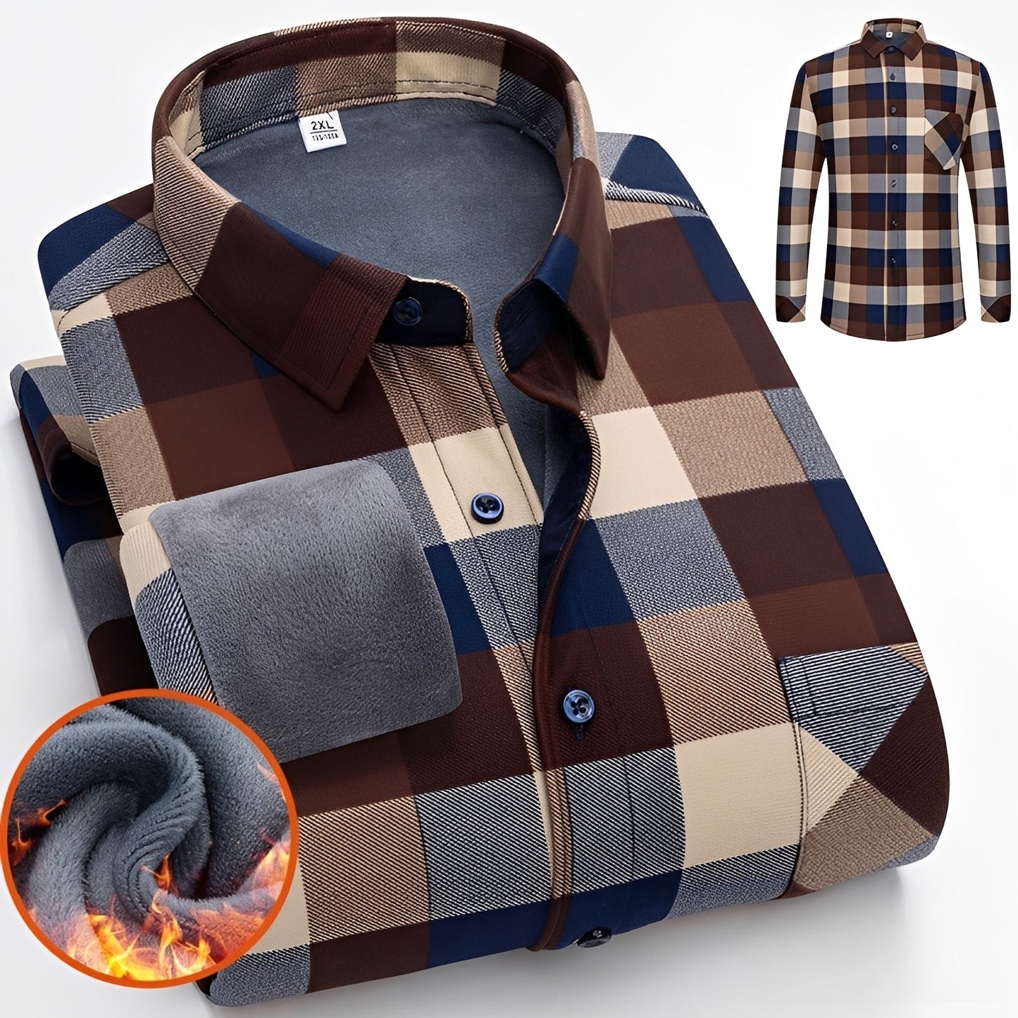 Anton - Cămașă în carouri stilată și caldă cu fleece cald pentru bărbați
