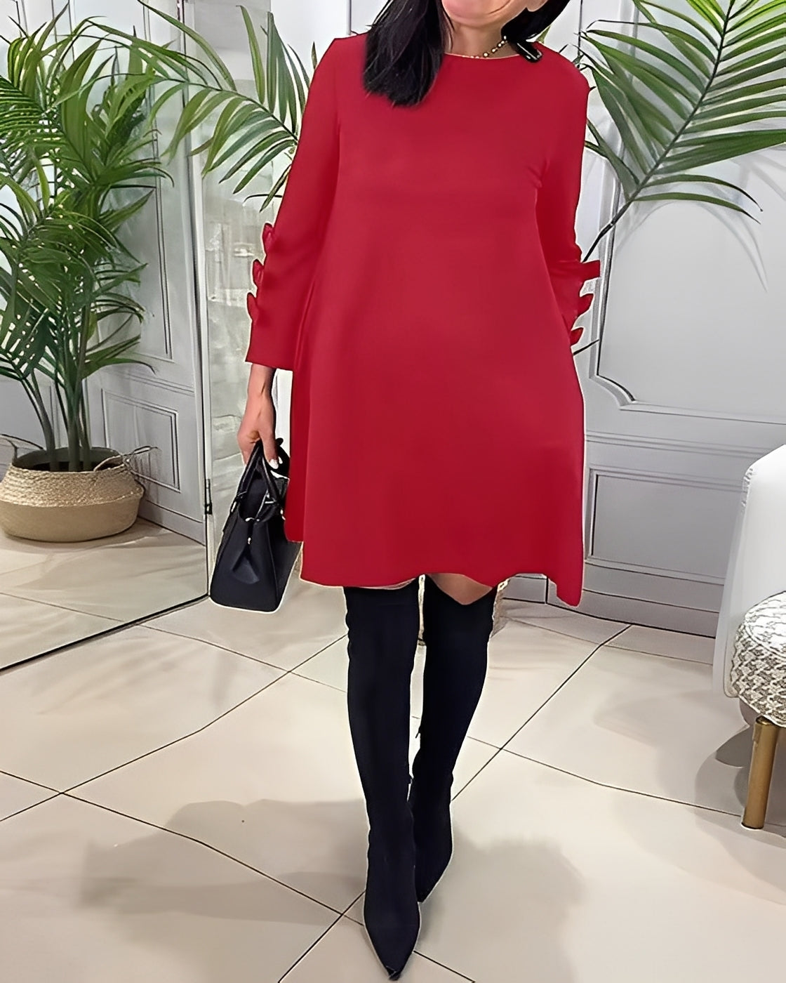Elenora - Rochie stilată cu mâne lungi pentru doamne