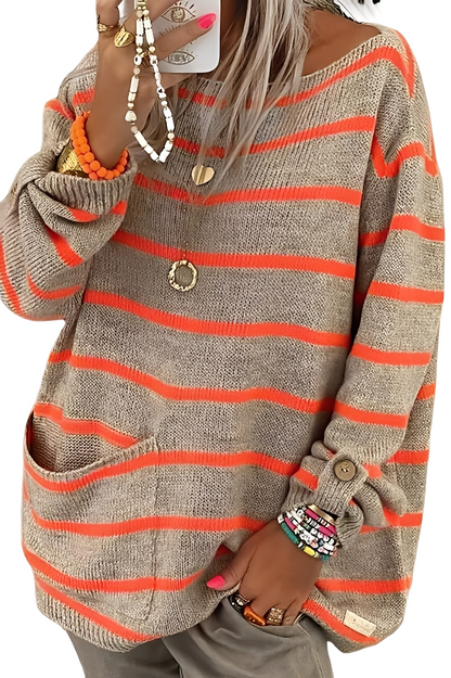 Elianna - Pulover lejer cu dungi pentru femei