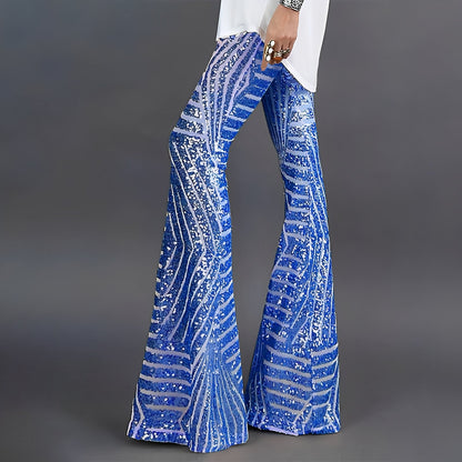 Charlita - Pantalon evazat cu paiete, elegant, pentru femei