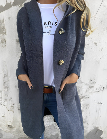 Kimmie - Cardigan lung lejer cu glugă pentru femei