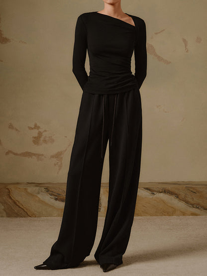 Selina – Bluză Asimetrică cu Mâneca Lungă