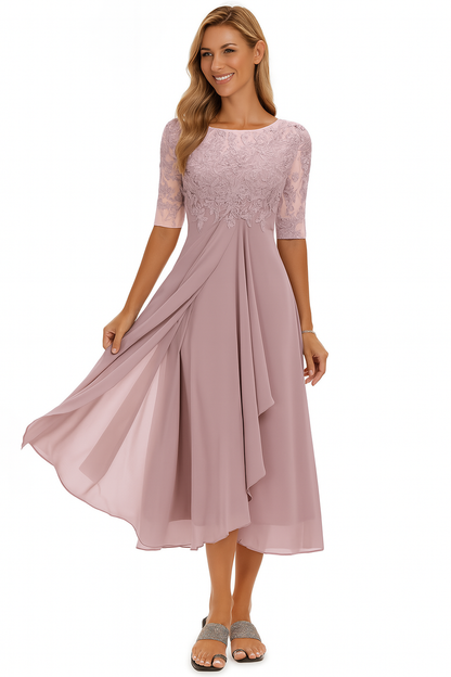 Ximena - Rochie Elegantă de Dantelă pentru Femei Lungime Genunchi