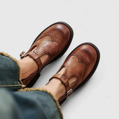 Léana - Pantofi clasici de damă cu baretă în T din piele