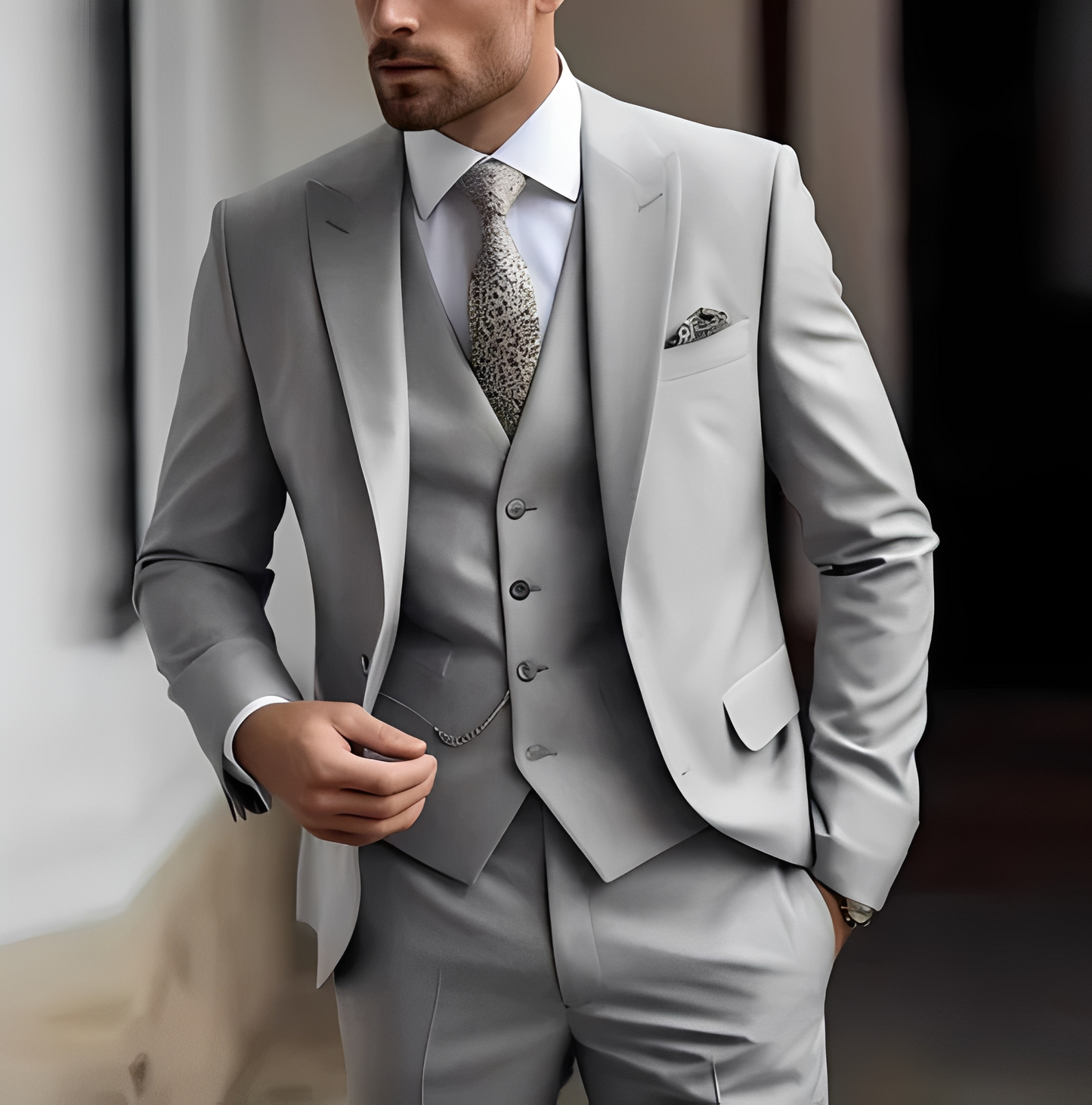 Abenner - Costum formal de trei piese slim fit pentru bărbați