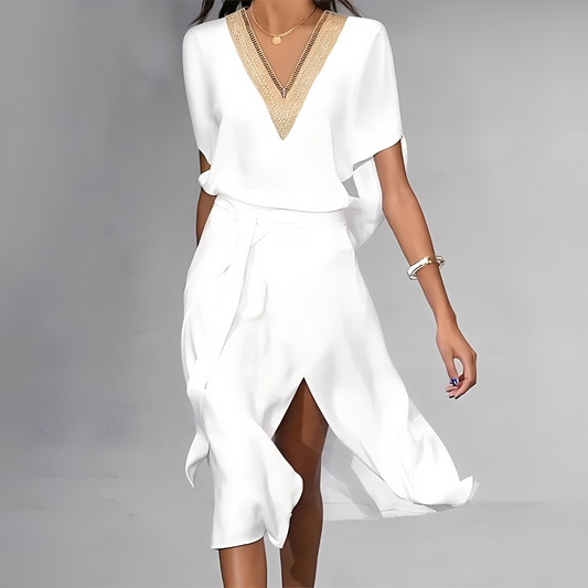 Isabella – Rochie Midi Albă pentru Dame