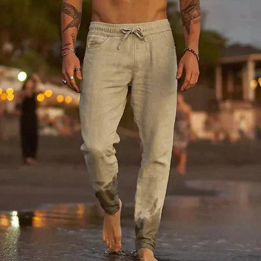 David - Pantaloni lejeri din in pentru bărbați