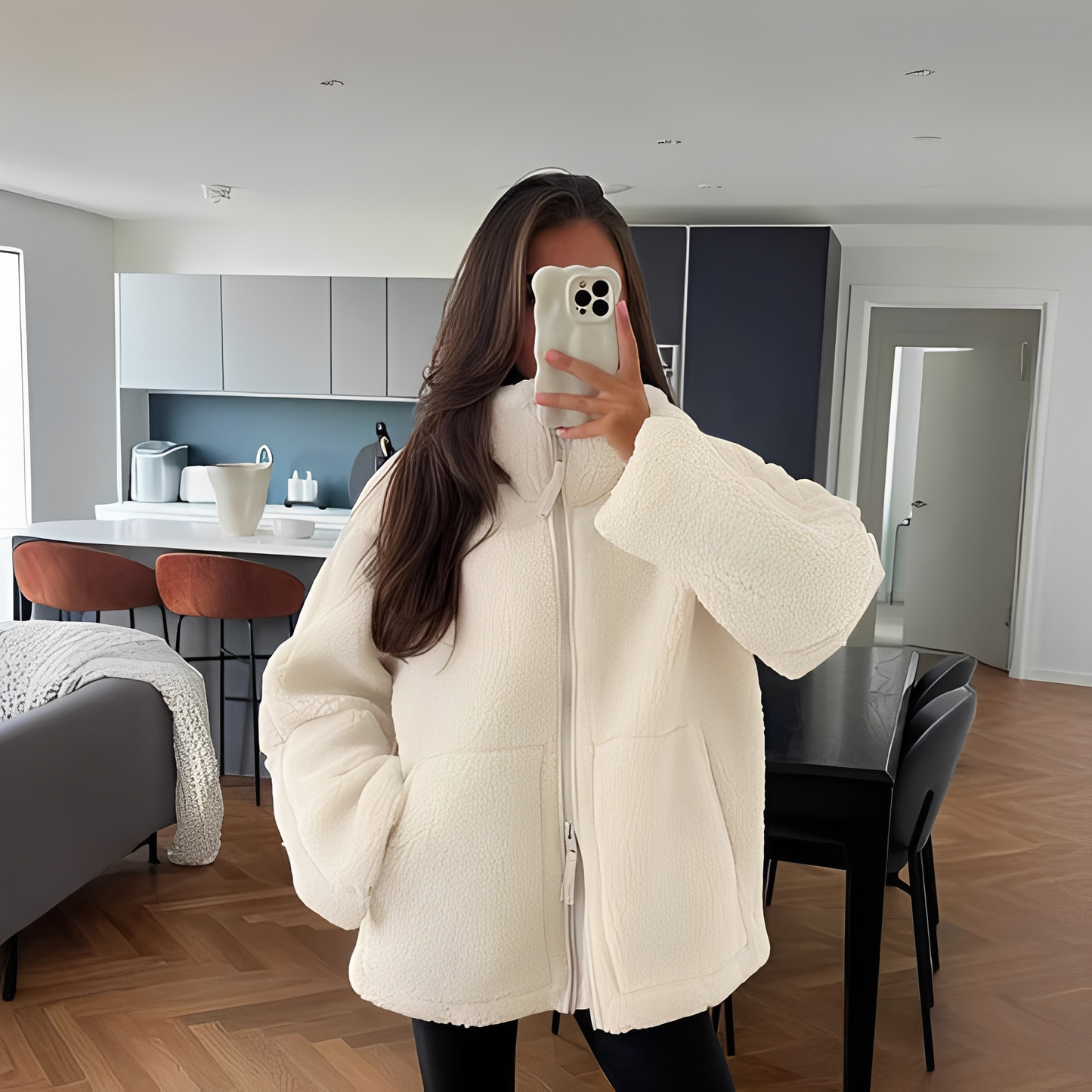 Andréa - Jachetă din polar oversized pentru femei