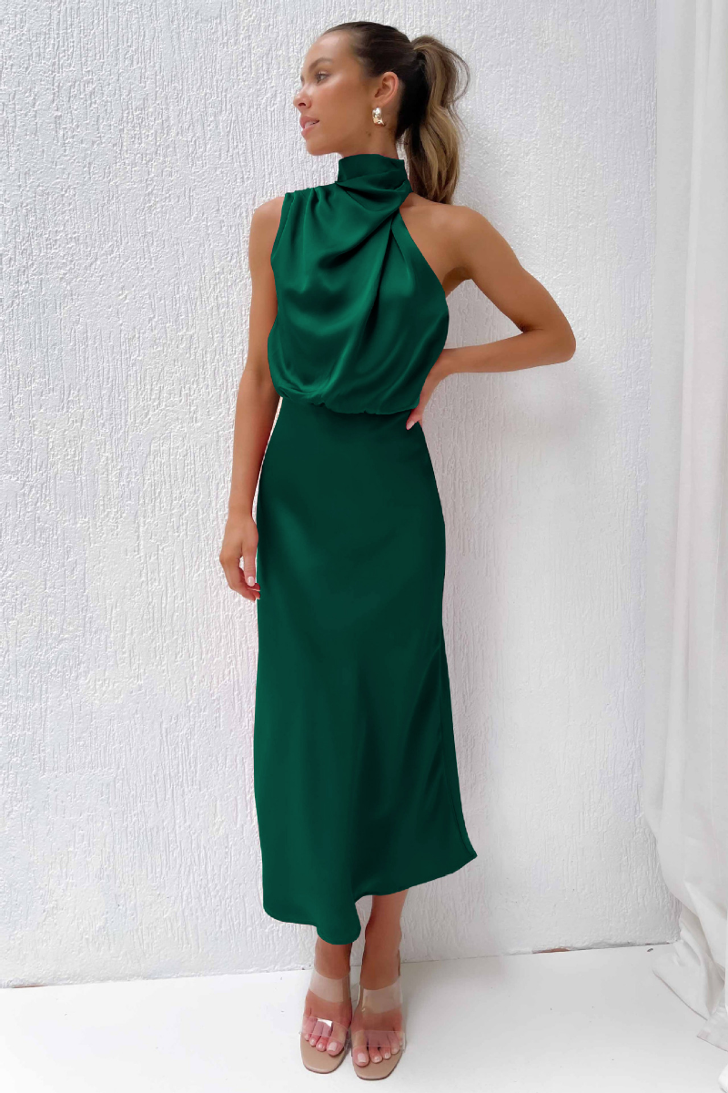 Elianna – Rochie midi elegantă cu decolteu asimetric
