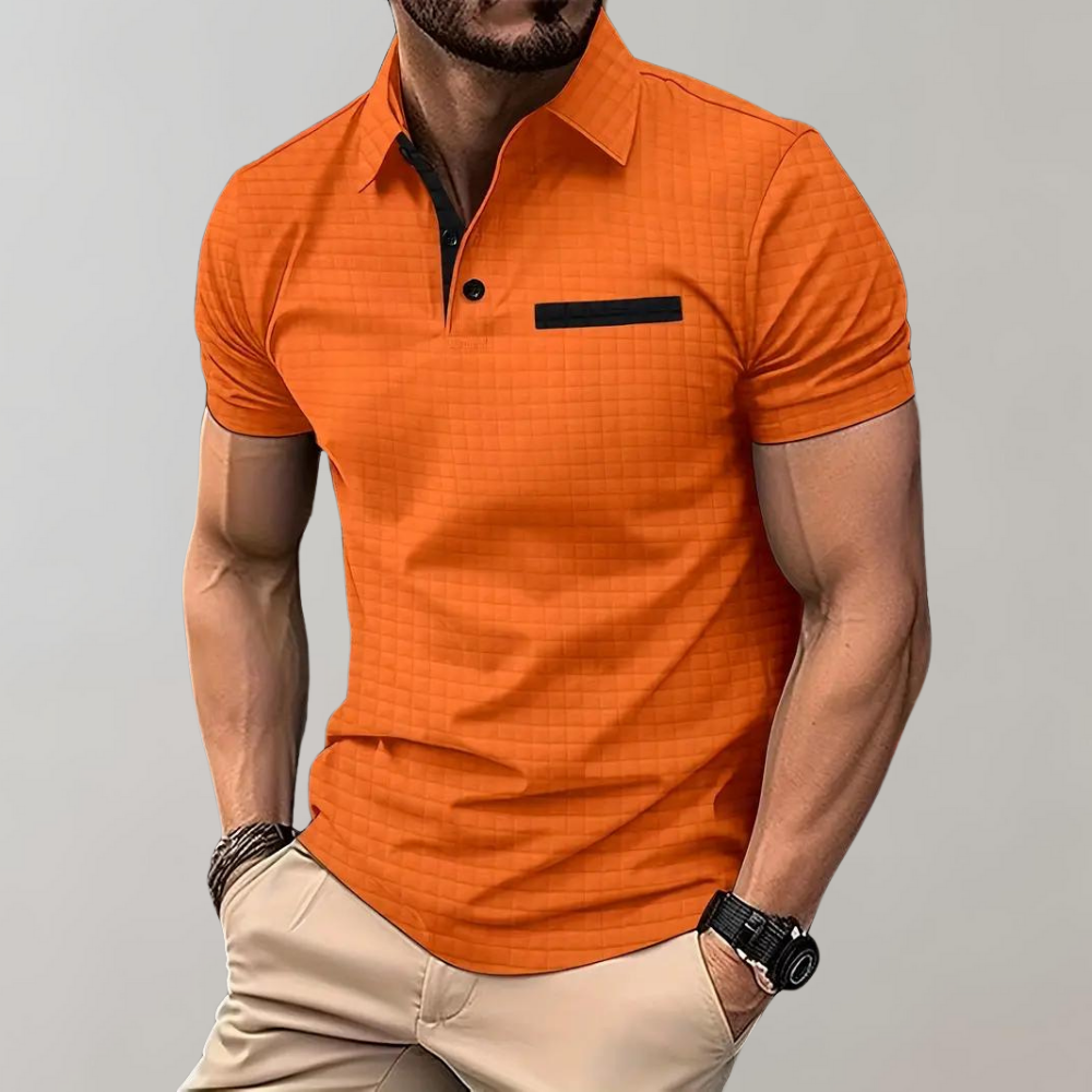 Jamison - Tricou Polo Slim-Fit cu Carouri pentru Bărbați