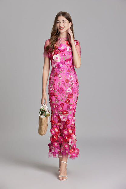 Andrea – Rochie maxi transparentă cu broderie delicată