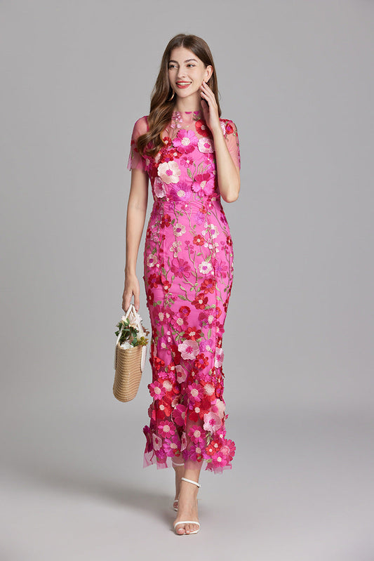 Andrea – Rochie maxi transparentă cu broderie delicată