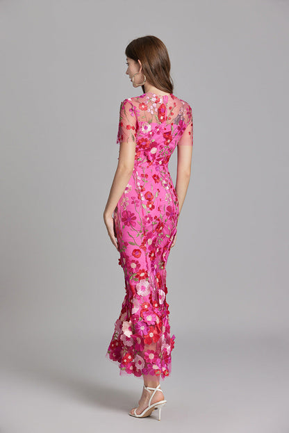 Andrea – Rochie maxi transparentă cu broderie delicată