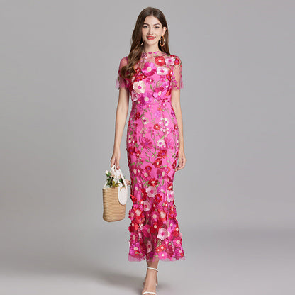 Andrea – Rochie maxi transparentă cu broderie delicată