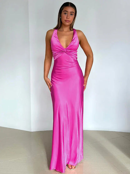 Marlene – Rochie de seară din satin cu guler halter