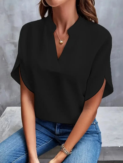 Isalie – Bluză elegantă cu decolteu în V, cu țesătură fluidă