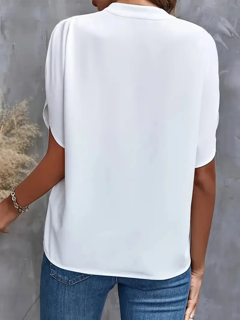 Isalie – Bluză elegantă cu decolteu în V, cu țesătură fluidă