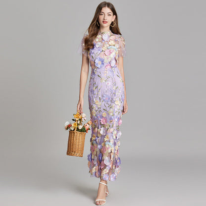 Andrea – Rochie maxi transparentă cu broderie delicată