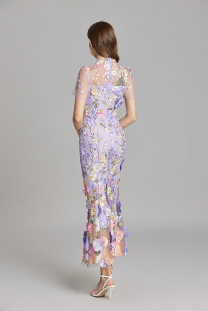 Andrea – Rochie maxi transparentă cu broderie delicată