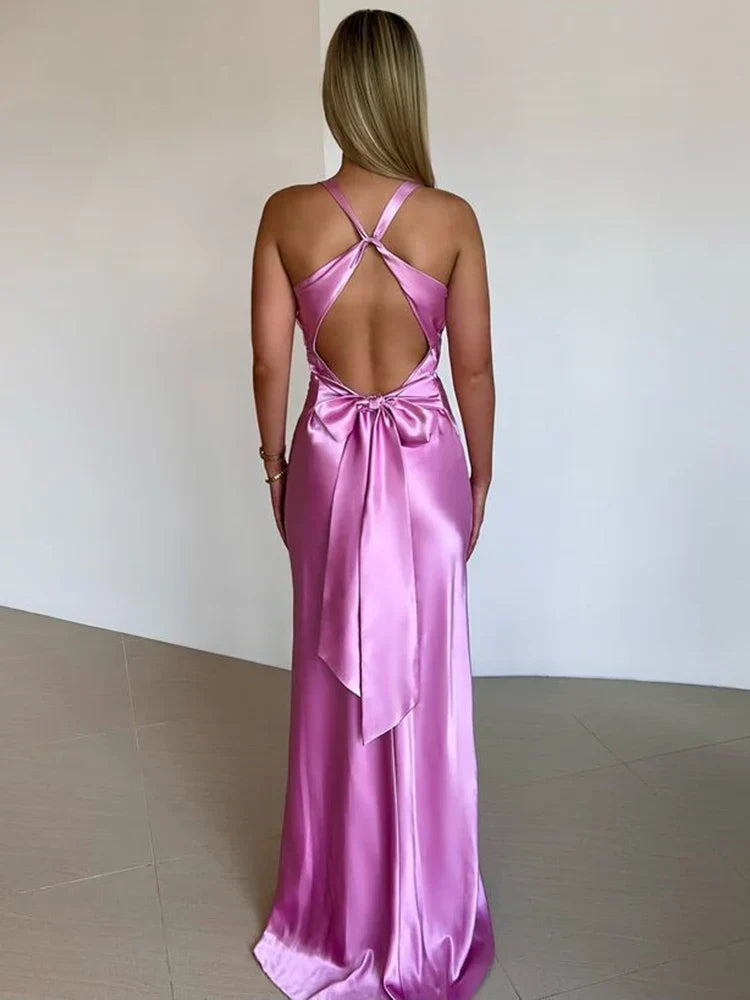 Marlene – Rochie de seară din satin cu guler halter