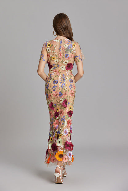 Andrea – Rochie maxi transparentă cu broderie delicată