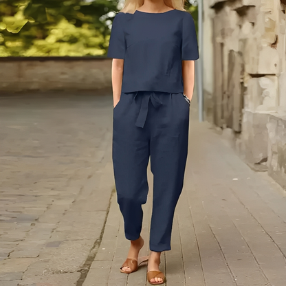 Mélina - Set de cămașă vintage și pantaloni largi pentru femei
