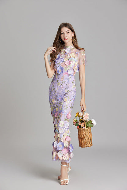 Andrea – Rochie maxi transparentă cu broderie delicată