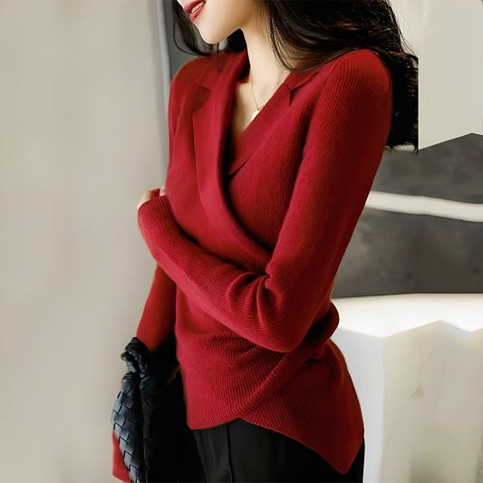 Myrtle - Pulover clasic asimetric slim-fit pentru dame