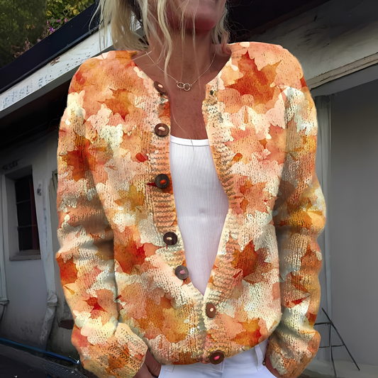 Wilda - Cardigan stil deosebit, cald, cu model floral pentru femei