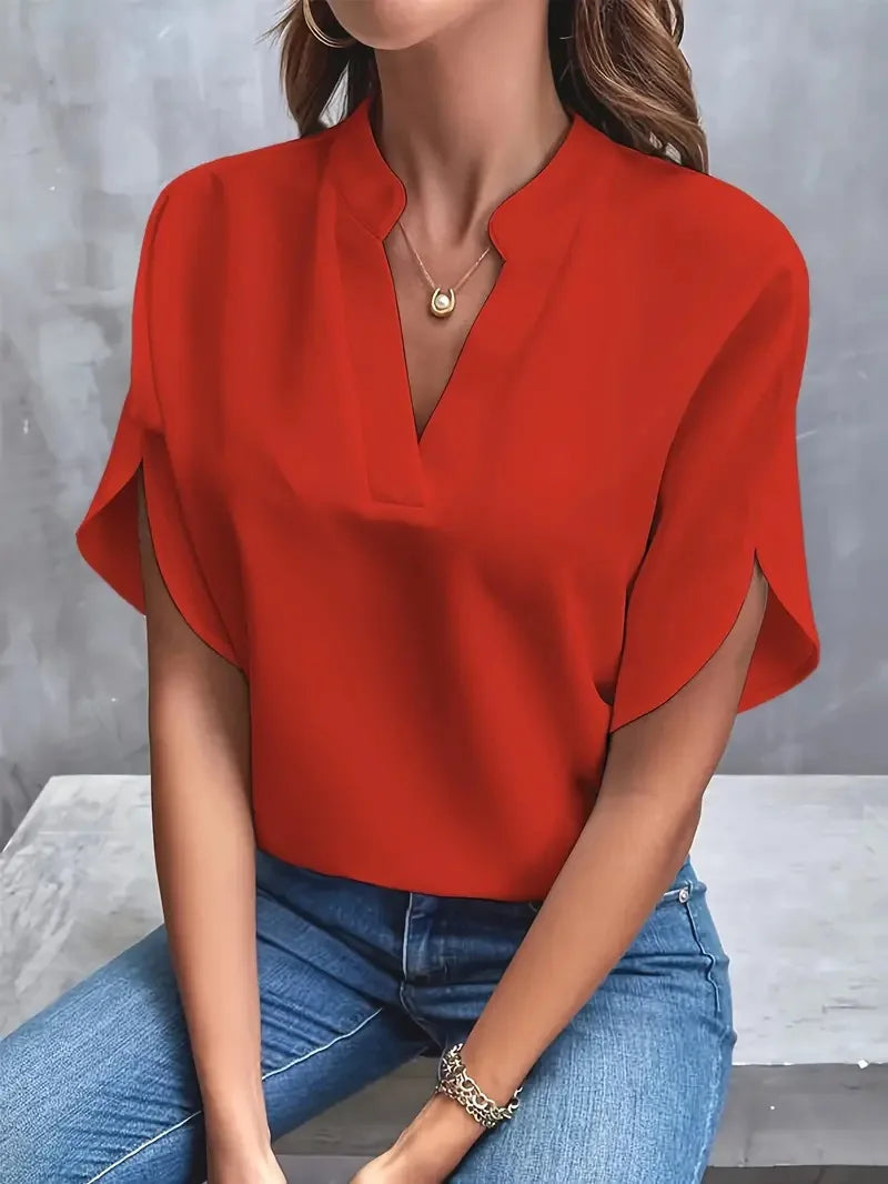 Isalie – Bluză elegantă cu decolteu în V, cu țesătură fluidă