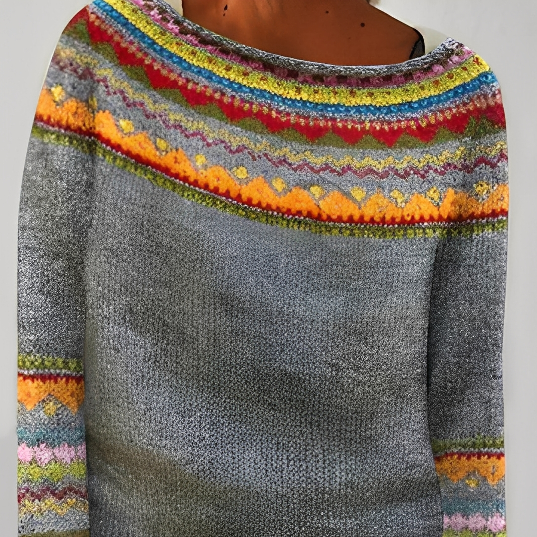 Stéphanie - Pulover elegant cu motive pentru femei