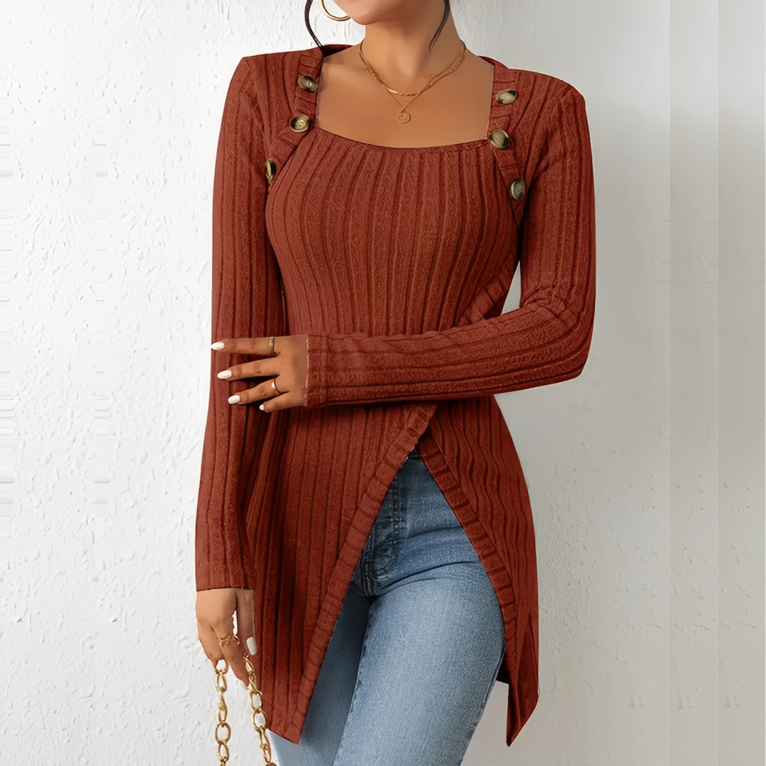 Alfreda - Top tricotat cu nasturi pentru femei