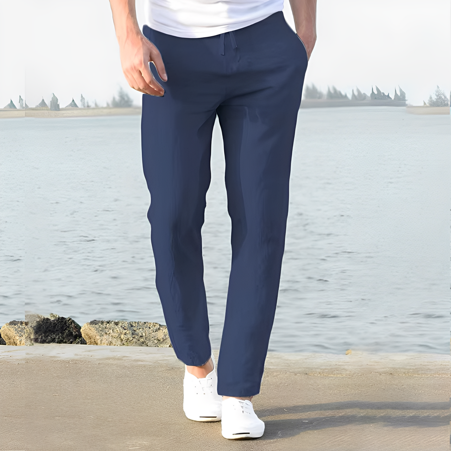 Domenic - Pantaloni confortabili din in pentru bărbați