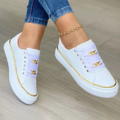 Chiara – Adidași albi cu accent auriu