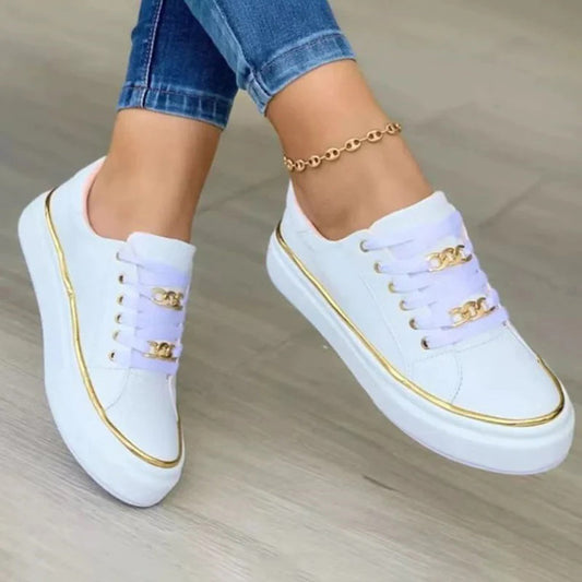 Chiara – Adidași albi cu accent auriu