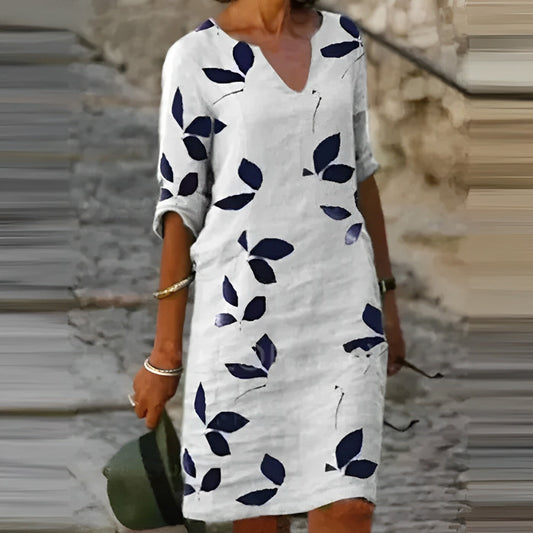 Amanda - Rochie casual de vară cu imprimeu solid