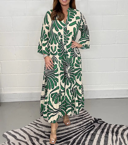 Petra - Elegant Rochie Maxi cu Nasturi